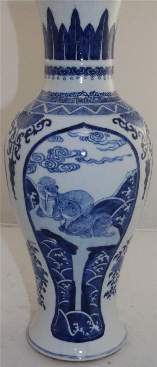 A Chinese blue and white tall baluster vase, late 19th century, 41.5cm